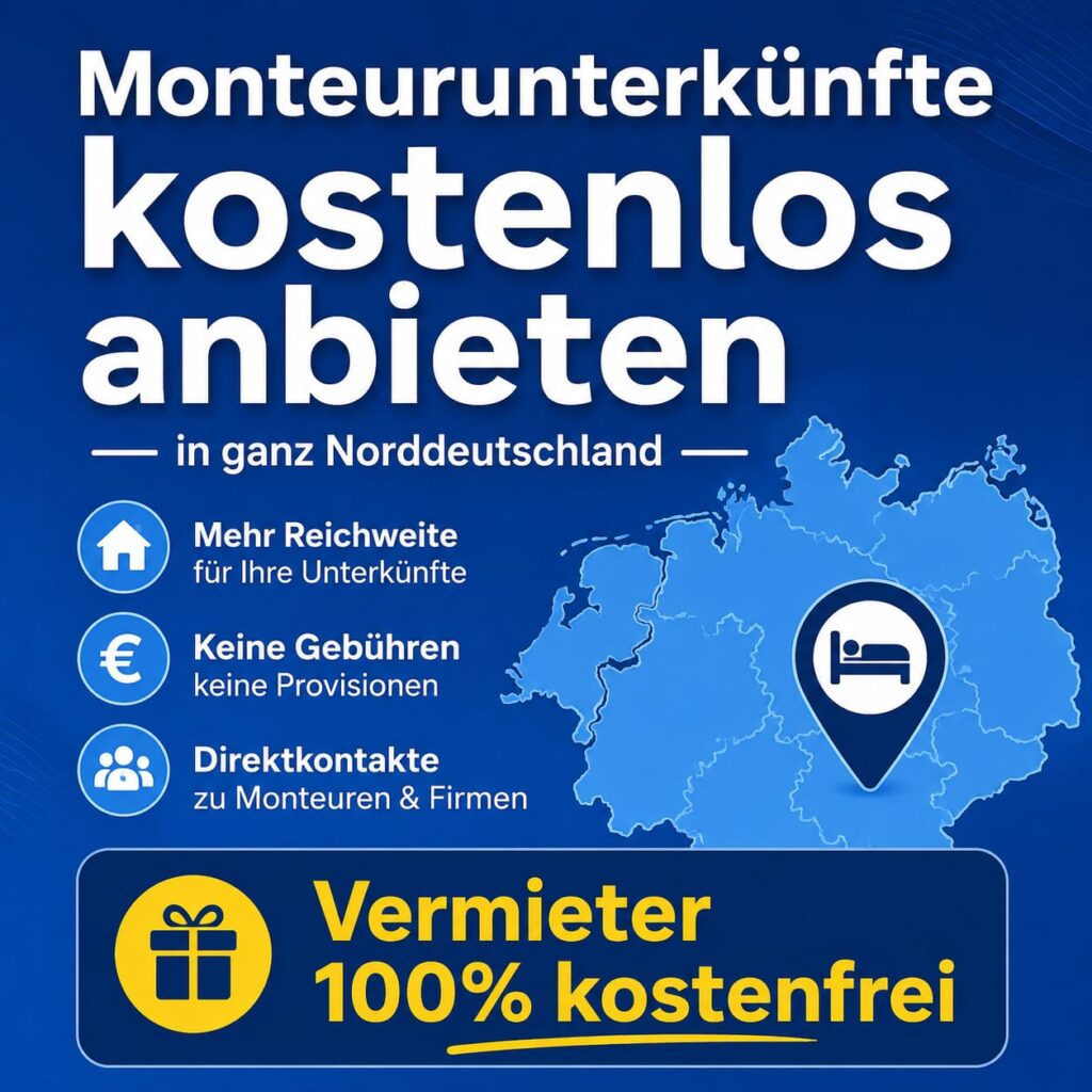 Unterkünfte aller Art kostenlos anbieten in Norddeutschland 