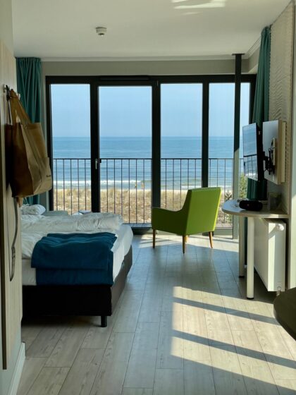 modern hotel room with ocean view in heringsdorf